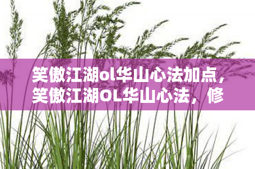 笑傲江湖ol华山心法加点，笑傲江湖OL华山心法，修炼之路与实战应用