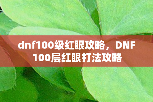 dnf100级红眼攻略,DNF100层红眼打法攻略 dnf100级红眼攻略,DNF100层红眼打法攻略