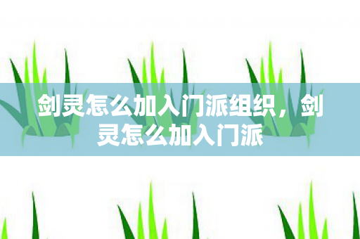 剑灵怎么加入门派组织，剑灵怎么加入门派