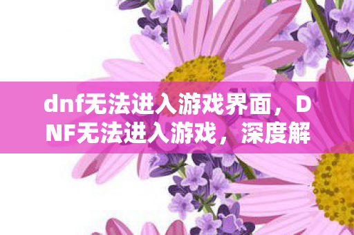 dnf无法进入游戏界面,DNF无法进入游戏,深度解析背后的原因与解决方案 dnf无法进入游戏界面,DNF无法进入游戏,深度解析背后的原因与解决方案