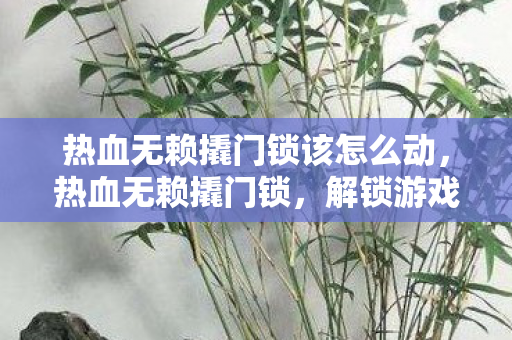 热血无赖撬门锁该怎么动，热血无赖撬门锁，解锁游戏世界的冒险之旅