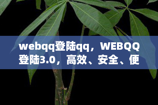 webqq登陆qq，WEBQQ登陆3.0，高效、安全、便捷的全新体验