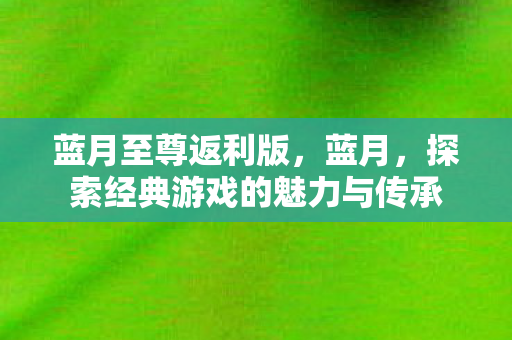 蓝月至尊返利版，蓝月，探索经典游戏的魅力与传承