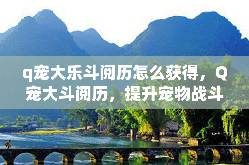 q宠大乐斗阅历怎么获得,Q宠大斗阅历,提升宠物战斗力的关键 q宠大乐斗阅历怎么获得,Q宠大斗阅历,提升宠物战斗力的关键