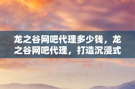 龙之谷网吧代理多少钱，龙之谷网吧代理，打造沉浸式游戏体验