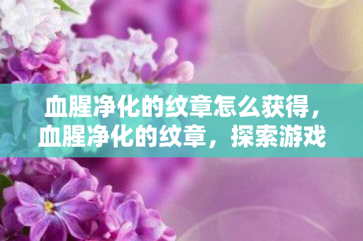 血腥净化的纹章怎么获得，血腥净化的纹章，探索游戏世界的神秘符号