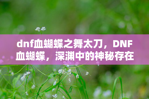 dnf血蝴蝶之舞太刀,DNF血蝴蝶,深渊中的神秘存在 dnf血蝴蝶之舞太刀,DNF血蝴蝶,深渊中的神秘存在