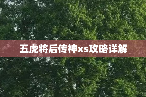 五虎将后传神xs攻略详解 五虎将后传神xs攻略详解