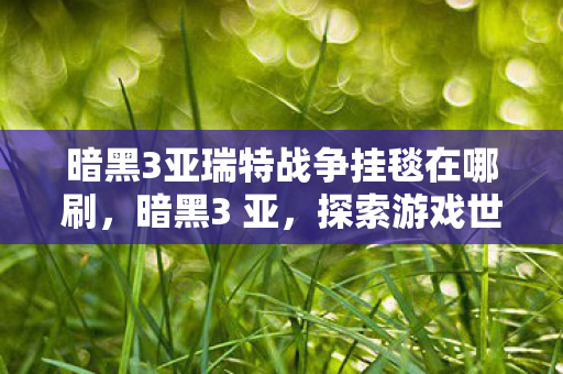 暗黑3亚瑞特战争挂毯在哪刷,暗黑3 亚,探索游戏世界的深度与广度 暗黑3亚瑞特战争挂毯在哪刷,暗黑3 亚,探索游戏世界的深度与广度