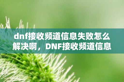 dnf接收频道信息失败怎么解决啊,DNF接收频道信息失败怎么解决 dnf接收频道信息失败怎么解决啊,DNF接收频道信息失败怎么解决