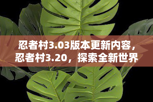 忍者村3.03版本更新内容,忍者村3.20,探索全新世界的冒险之旅 忍者村3.03版本更新内容,忍者村3.20,探索全新世界的冒险之旅