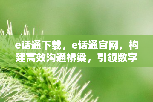 e话通下载,e话通官网,构建高效沟通桥梁,引领数字时代新风尚 e话通下载,e话通官网,构建高效沟通桥梁,引领数字时代新风尚