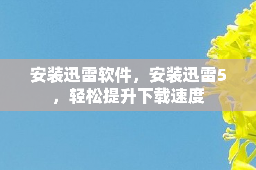安装迅雷软件,安装迅雷5,轻松提升下载速度 安装迅雷软件,安装迅雷5,轻松提升下载速度