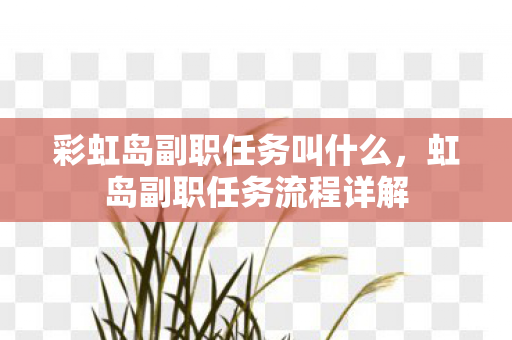 彩虹岛副职任务叫什么,虹岛副职任务流程详解 彩虹岛副职任务叫什么,虹岛副职任务流程详解