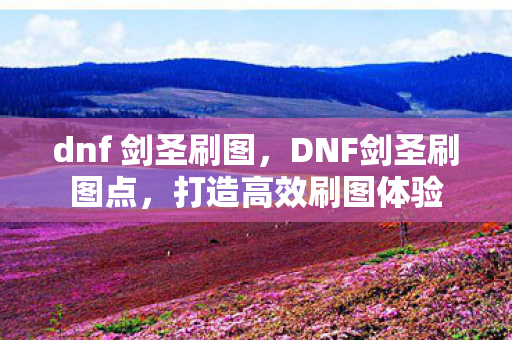 dnf 剑圣刷图，DNF剑圣刷图点，打造高效刷图体验