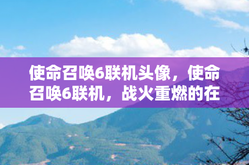 使命召唤6联机头像,使命召唤6联机,战火重燃的在线对战体验 使命召唤6联机头像,使命召唤6联机,战火重燃的在线对战体验