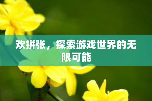 欢拼张,探索游戏世界的无限可能 欢拼张,探索游戏世界的无限可能