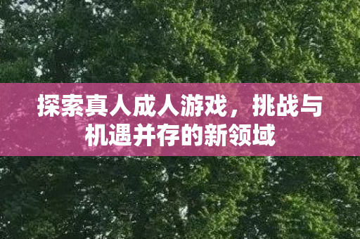探索真人成人游戏,挑战与机遇并存的新领域 探索真人成人游戏,挑战与机遇并存的新领域