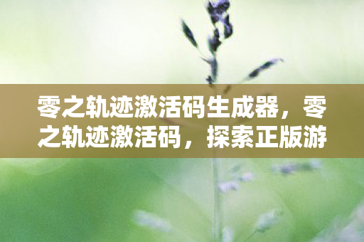 零之轨迹激活码生成器,零之轨迹激活码,探索正版游戏的奇妙之旅 零之轨迹激活码生成器,零之轨迹激活码,探索正版游戏的奇妙之旅