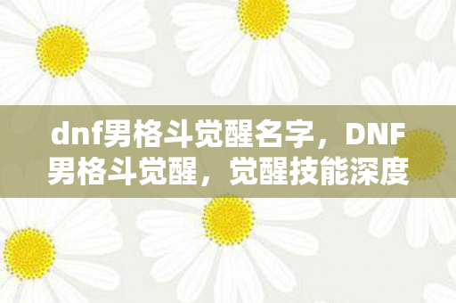 dnf男格斗觉醒名字,DNF男格斗觉醒,觉醒技能深度解析与实战应用 dnf男格斗觉醒名字,DNF男格斗觉醒,觉醒技能深度解析与实战应用