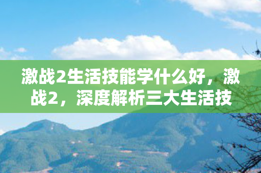 激战2生活技能学什么好，激战2，深度解析三大生活技能—烹饪、钓鱼与工艺制作