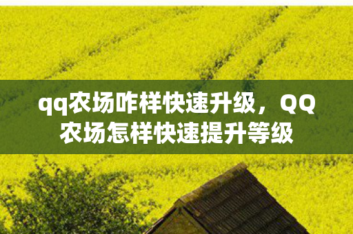 qq农场咋样快速升级，QQ农场怎样快速提升等级