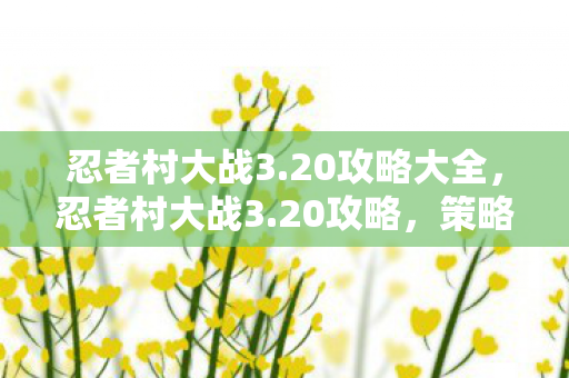 忍者村大战3.20攻略大全，忍者村大战3.20攻略，策略与技巧的深度解析