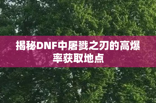 揭秘DNF中屠戮之刃的高爆率获取地点 揭秘DNF中屠戮之刃的高爆率获取地点
