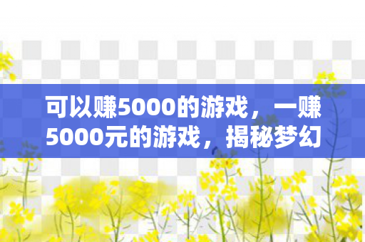 可以赚5000的游戏,一赚5000元的游戏,揭秘梦幻西游的财富之路 可以赚5000的游戏,一赚5000元的游戏,揭秘梦幻西游的财富之路
