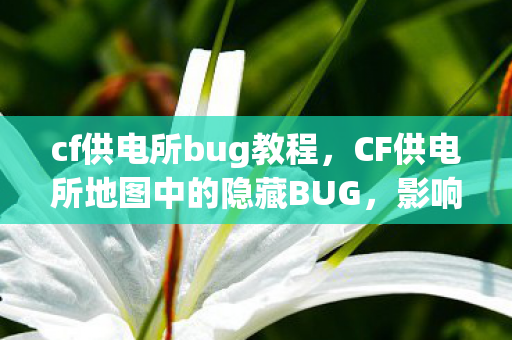 cf供电所bug教程,CF供电所地图中的隐藏BUG,影响游戏平衡与玩家体验 cf供电所bug教程,CF供电所地图中的隐藏BUG,影响游戏平衡与玩家体验