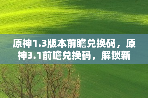 原神1.3版本前瞻兑换码,原神3.1前瞻兑换码,解锁新世界的钥匙 原神1.3版本前瞻兑换码,原神3.1前瞻兑换码,解锁新世界的钥匙