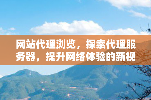 网站代理浏览，探索代理服务器，提升网络体验的新视角