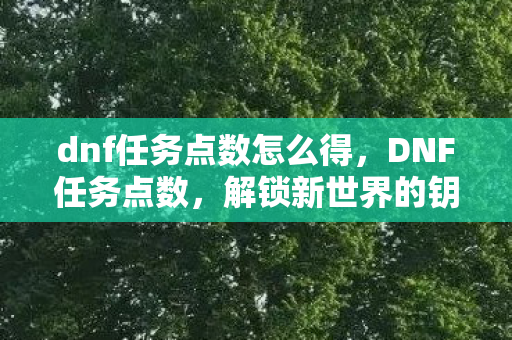 dnf任务点数怎么得，DNF任务点数，解锁新世界的钥匙