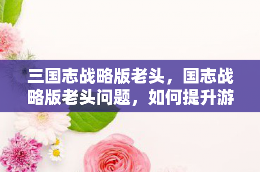三国志战略版老头，国志战略版老头问题，如何提升游戏角色实力？