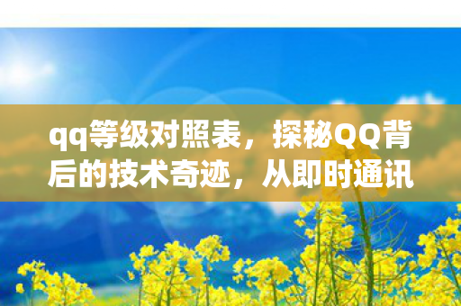 qq等级对照表,探秘QQ背后的技术奇迹,从即时通讯到智能生活的桥梁 qq等级对照表,探秘QQ背后的技术奇迹,从即时通讯到智能生活的桥梁