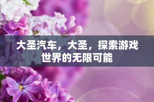 大圣汽车，大圣，探索游戏世界的无限可能