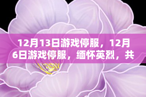 12月13日游戏停服，12月6日游戏停服，缅怀英烈，共筑和平