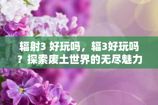 辐射3 好玩吗，辐3好玩吗？探索废土世界的无尽魅力