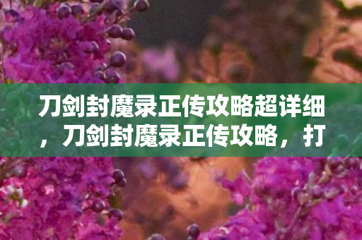 刀剑封魔录正传攻略超详细,刀剑封魔录正传攻略,打造最强角色的全面指南 刀剑封魔录正传攻略超详细,刀剑封魔录正传攻略,打造最强角色的全面指南