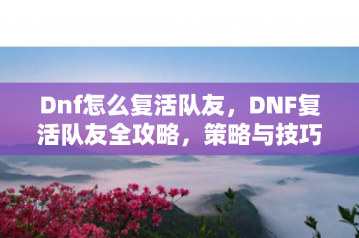 Dnf怎么复活队友，DNF复活队友全攻略，策略与技巧详解