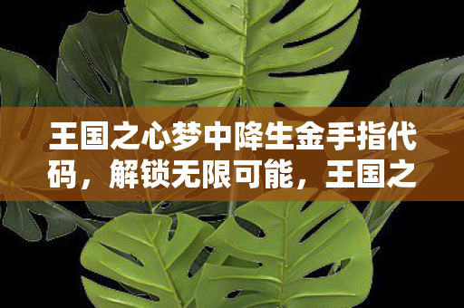 王国之心梦中降生金手指代码,解锁无限可能,王国之心梦中降生金手指的奇妙之旅 王国之心梦中降生金手指代码,解锁无限可能,王国之心梦中降生金手指的奇妙之旅