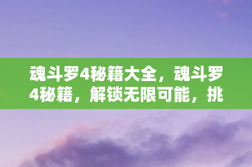 魂斗罗4秘籍大全，魂斗罗4秘籍，解锁无限可能，挑战极限！