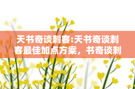 天书奇谈刺客:天书奇谈刺客最佳加点方案，书奇谈刺客攻略，隐秘与致命的艺术