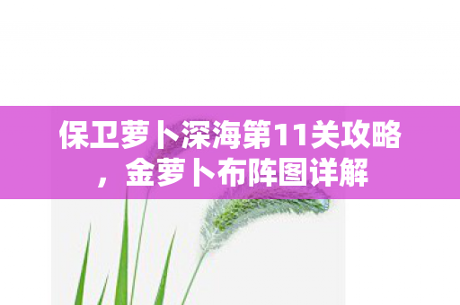 保卫萝卜深海第11关攻略,金萝卜布阵图详解 保卫萝卜深海第11关攻略,金萝卜布阵图详解