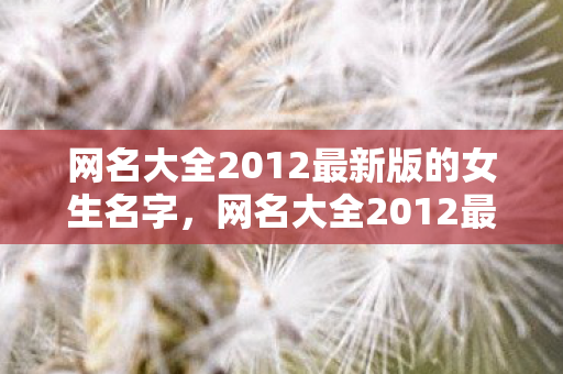 网名大全2012最新版的女生名字，网名大全2012最新版的女生