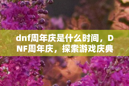 dnf周年庆是什么时间，DNF周年庆，探索游戏庆典的奥秘