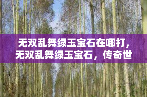 无双乱舞绿玉宝石在哪打,无双乱舞绿玉宝石,传奇世界的璀璨明珠 无双乱舞绿玉宝石在哪打,无双乱舞绿玉宝石,传奇世界的璀璨明珠
