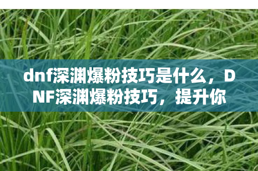dnf深渊爆粉技巧是什么,DNF深渊爆粉技巧,提升你的幸运值 dnf深渊爆粉技巧是什么,DNF深渊爆粉技巧,提升你的幸运值