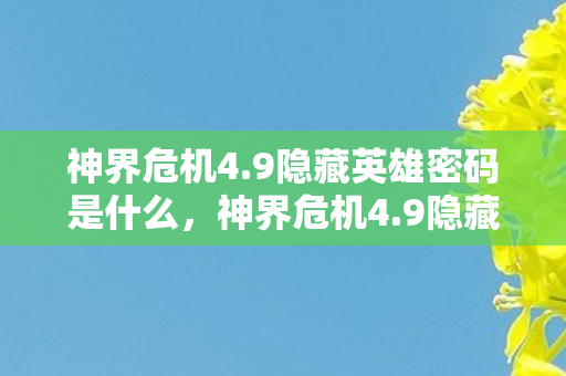 神界危机4.9隐藏英雄密码是什么,神界危机4.9隐藏英雄密码揭秘,解锁传奇之旅的密钥 神界危机4.9隐藏英雄密码是什么,神界危机4.9隐藏英雄密码揭秘,解锁传奇之旅的密钥