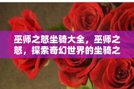 巫师之怒坐骑大全,巫师之怒,探索奇幻世界的坐骑之旅 巫师之怒坐骑大全,巫师之怒,探索奇幻世界的坐骑之旅
